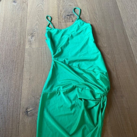 Edit By Nine Cocktail Solid Ruched Waist Front Midi Women's Dress(Size S) - Picture 7 of 13